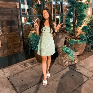 Green Floral Lightweight Mini Dress